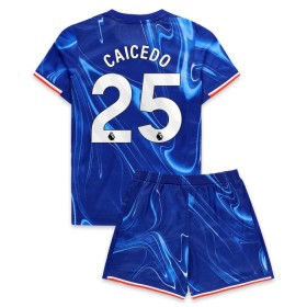 Koszulka Chelsea Caicedo 25 Dziecięcy Domowe 2024-25 Koszulki Piłkarskie Krótki Rękaw